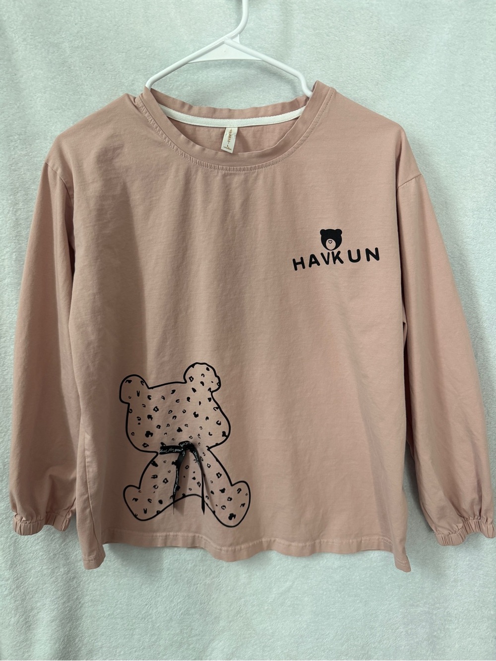 Dusty Pink Long-Sleeve Teddy Graphic Sweatshirt